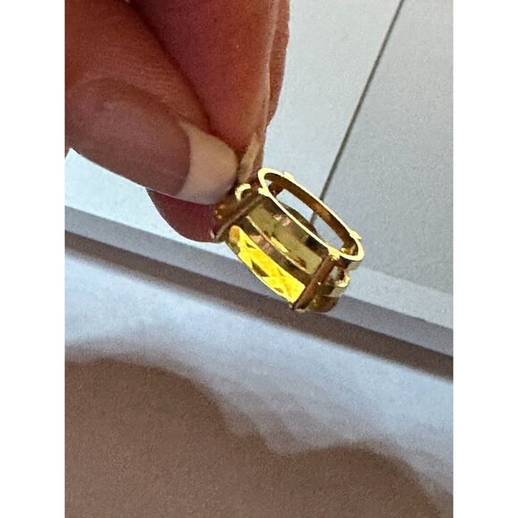 18K Gold Pendant Citrine Gemstone 10 X 15 MM Necklace 2.46 Gr - Picture 2 of 7